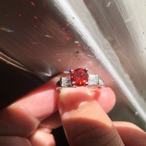 Red faux diamond size 7 ring